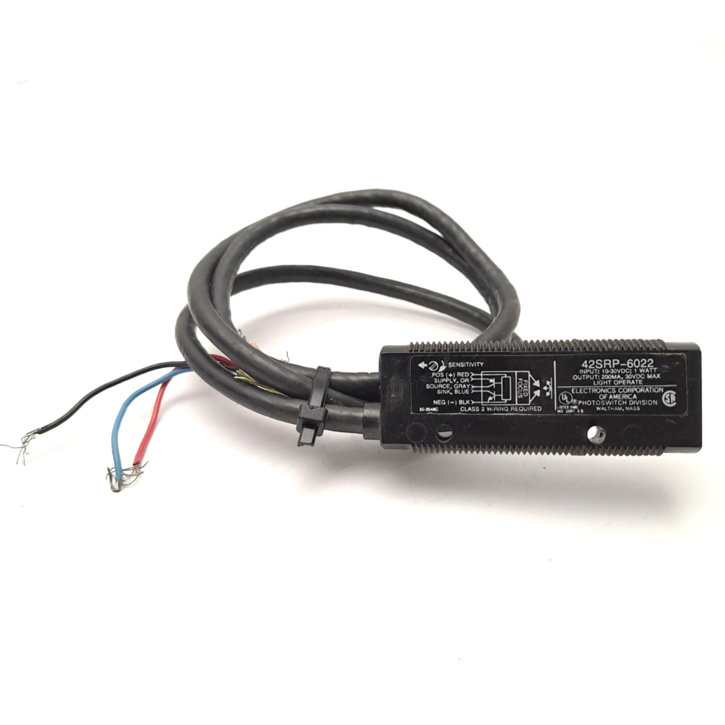 Used Allen Bradley 42SRP-6022 Photoelectric Sensor 10-30 VDC Sens. Range 28mm (1.1")