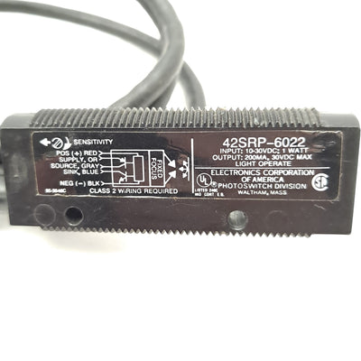 Used Allen Bradley 42SRP-6022 Photoelectric Sensor 10-30 VDC Sens. Range 28mm (1.1")