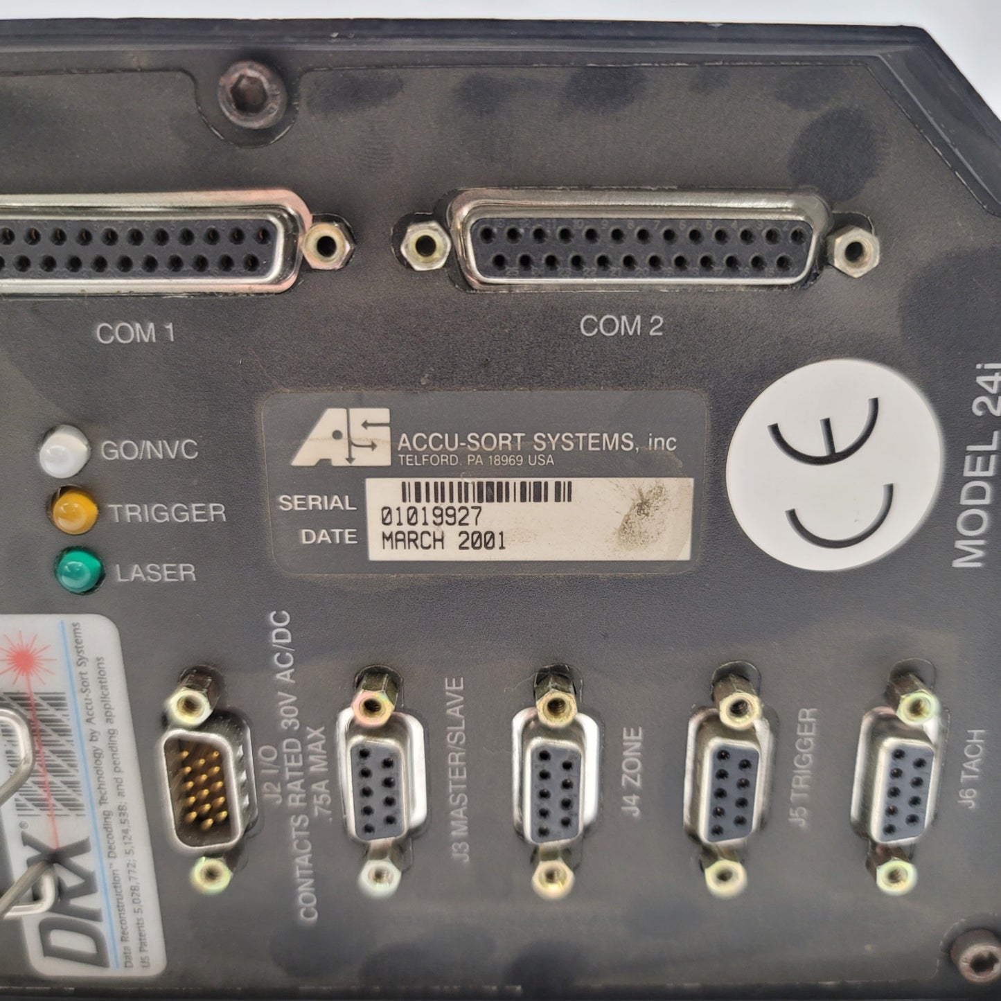 Used ACCU-SORT Model 24i Long Range Laser Bar Code Scanner 120-240VAC, 67" Range