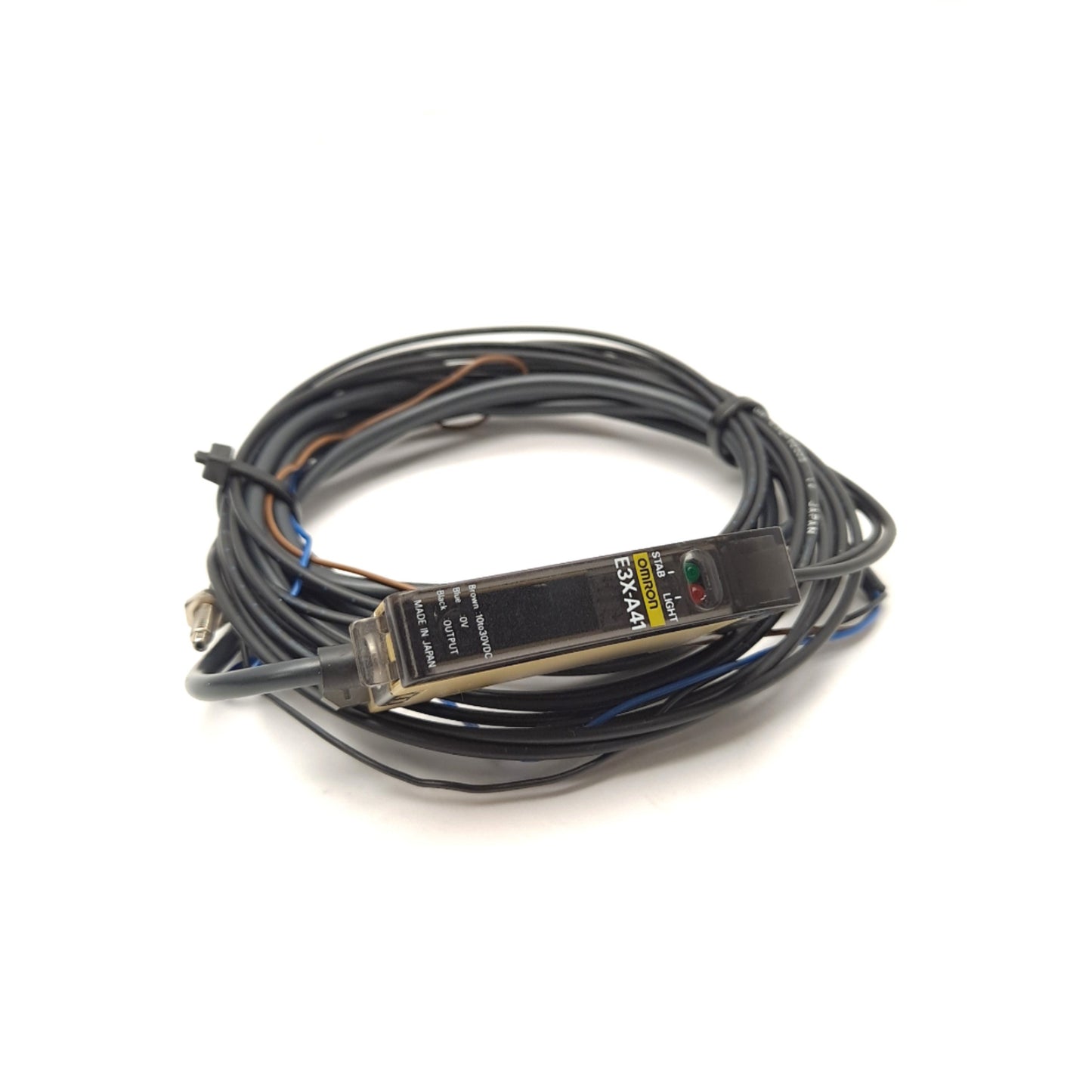 Used Omron E3X-A41 Photoelectric Sensor 10-30 VDC PNP 35mA Max W/ Fiber Optic Cables