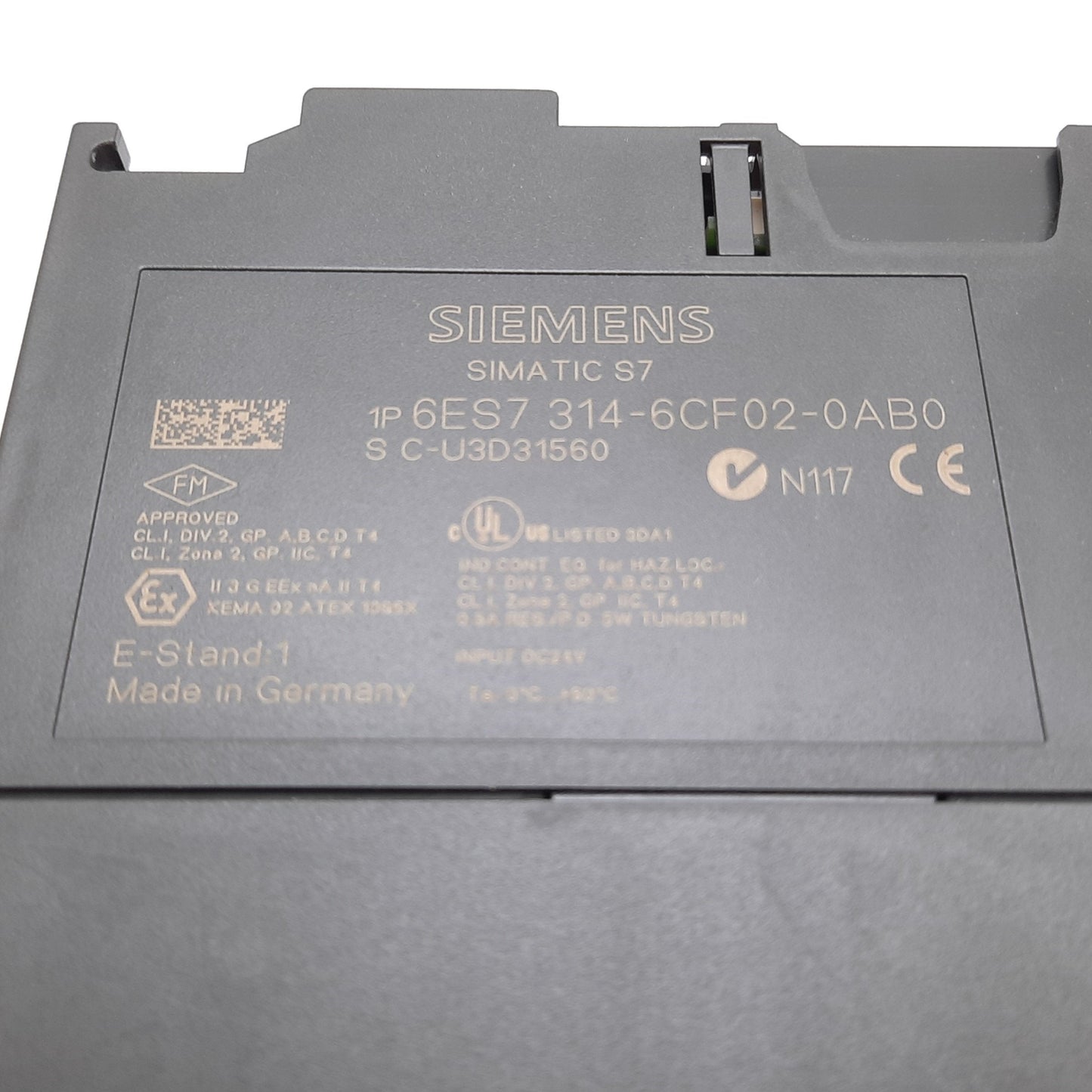 Used Siemens 6ES7 314-6CF02-0AB0 Simatic Compact CPU, 24xDI 12xDO 4xAI 2xAO