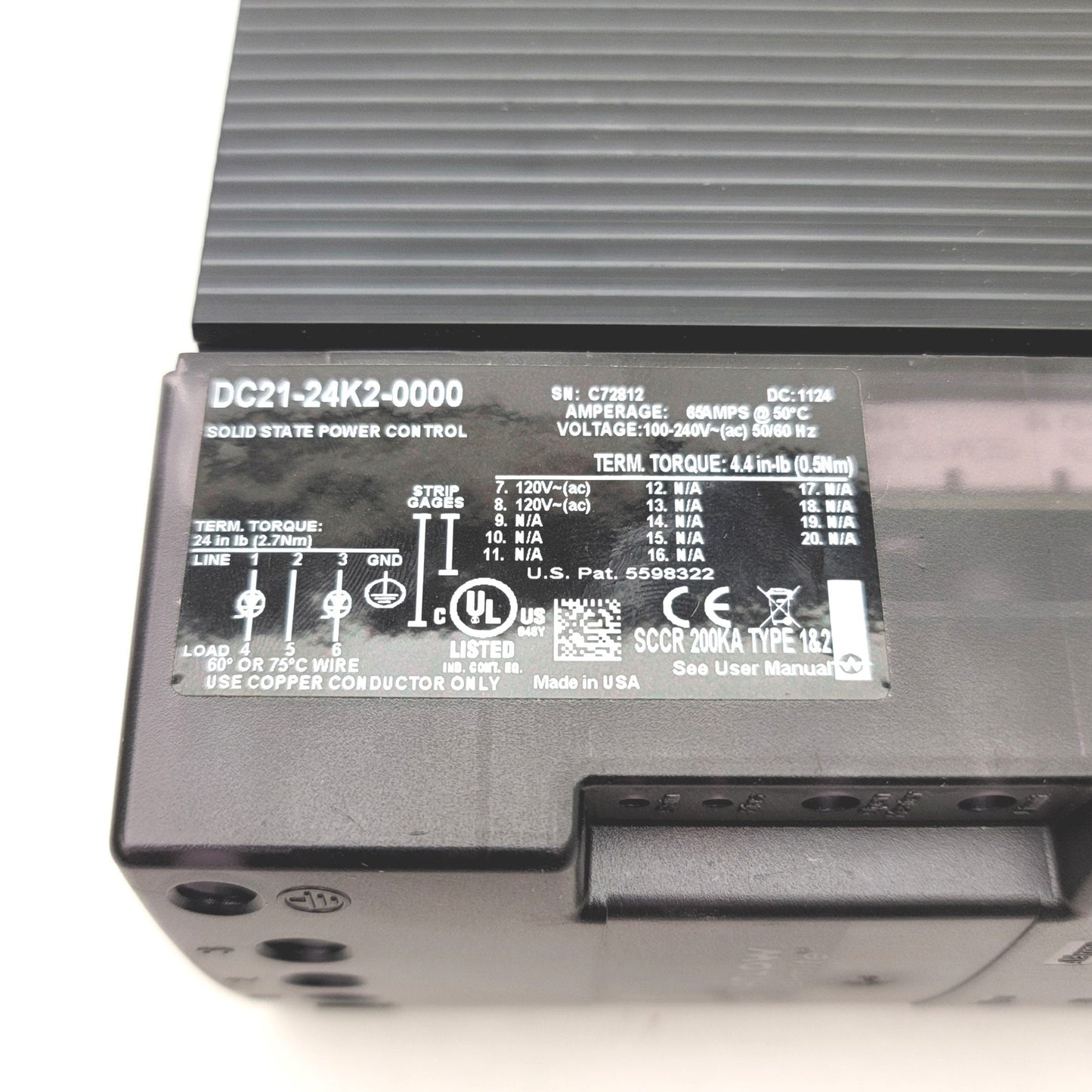 New – Open box Watlow DC21-24K2-0000 DIN-A-MITE Power Controller 100-240VAC, 3-Phase, 65A