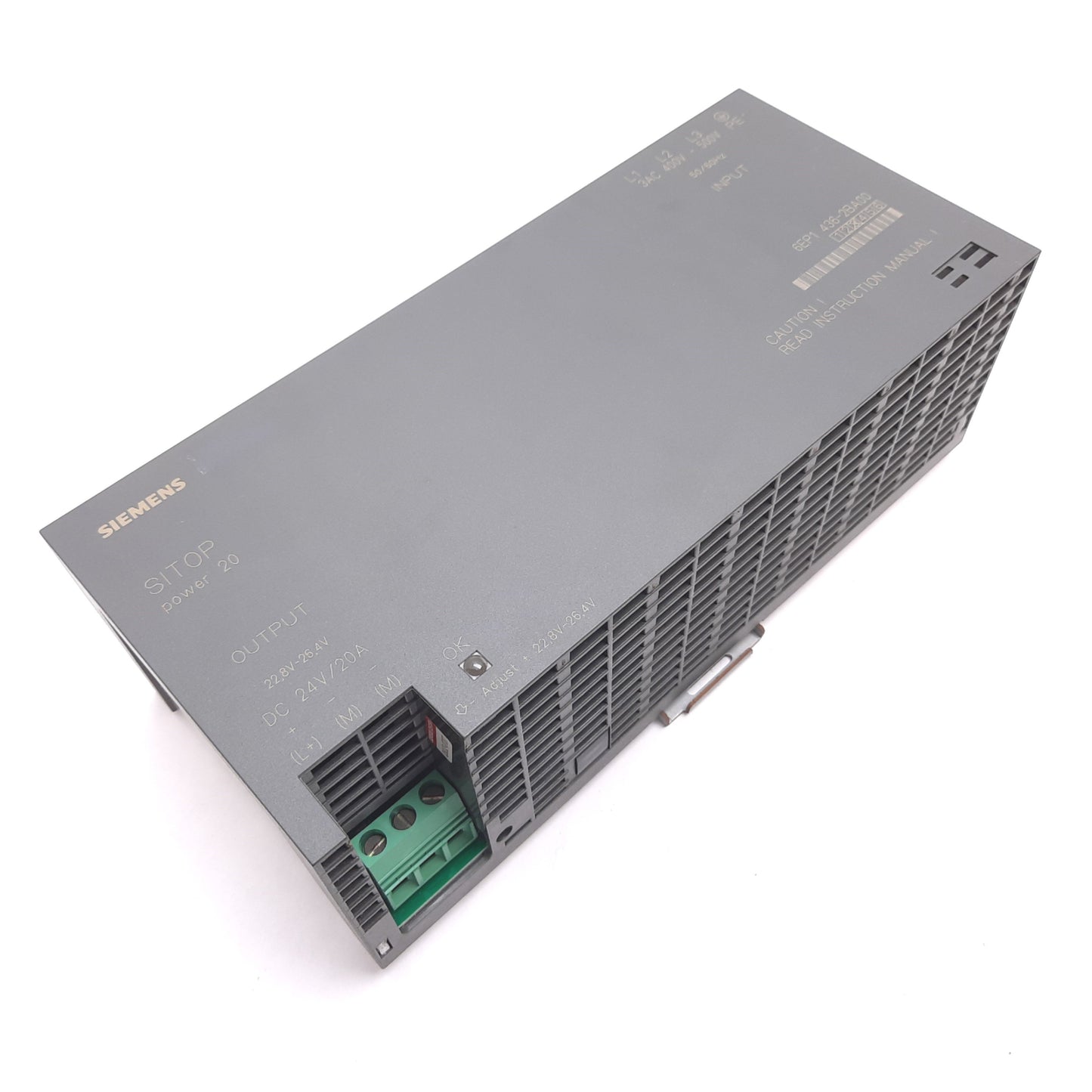 Used Siemens 6EP1436-2BA00 Power Supply, Input 3-Phase 400-500VAC, Output 24VDC 20A