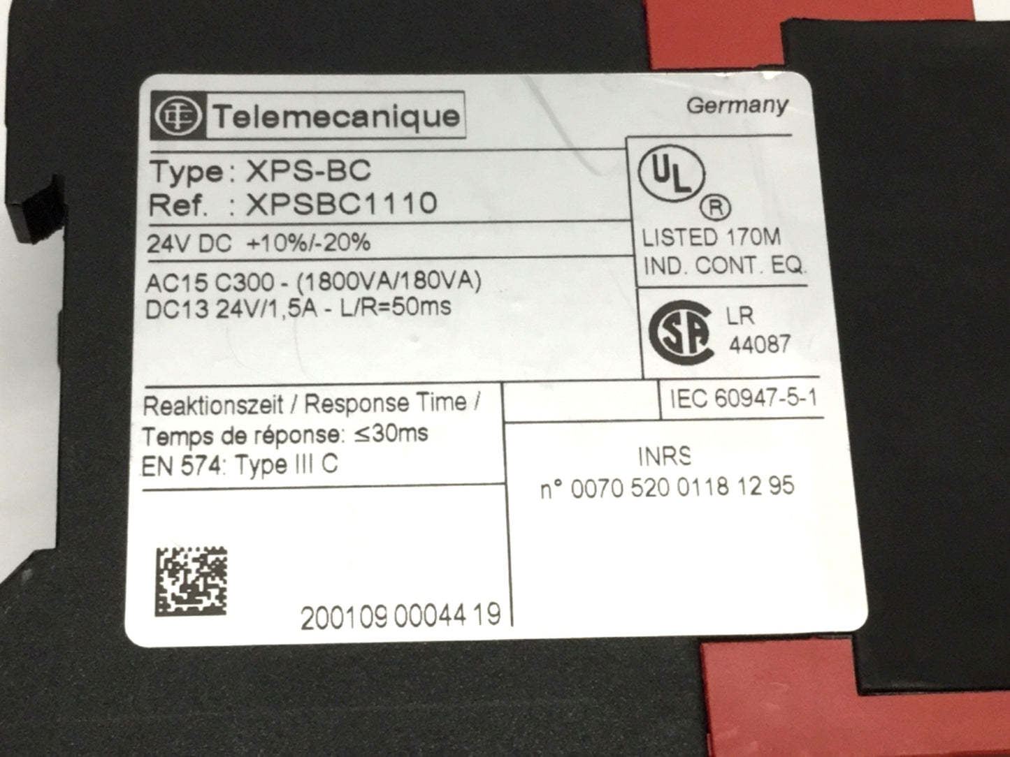 Used Telemecanique XPS-BC Preventa Two-Hand Control Monitor Safety Relay Module 24VDC