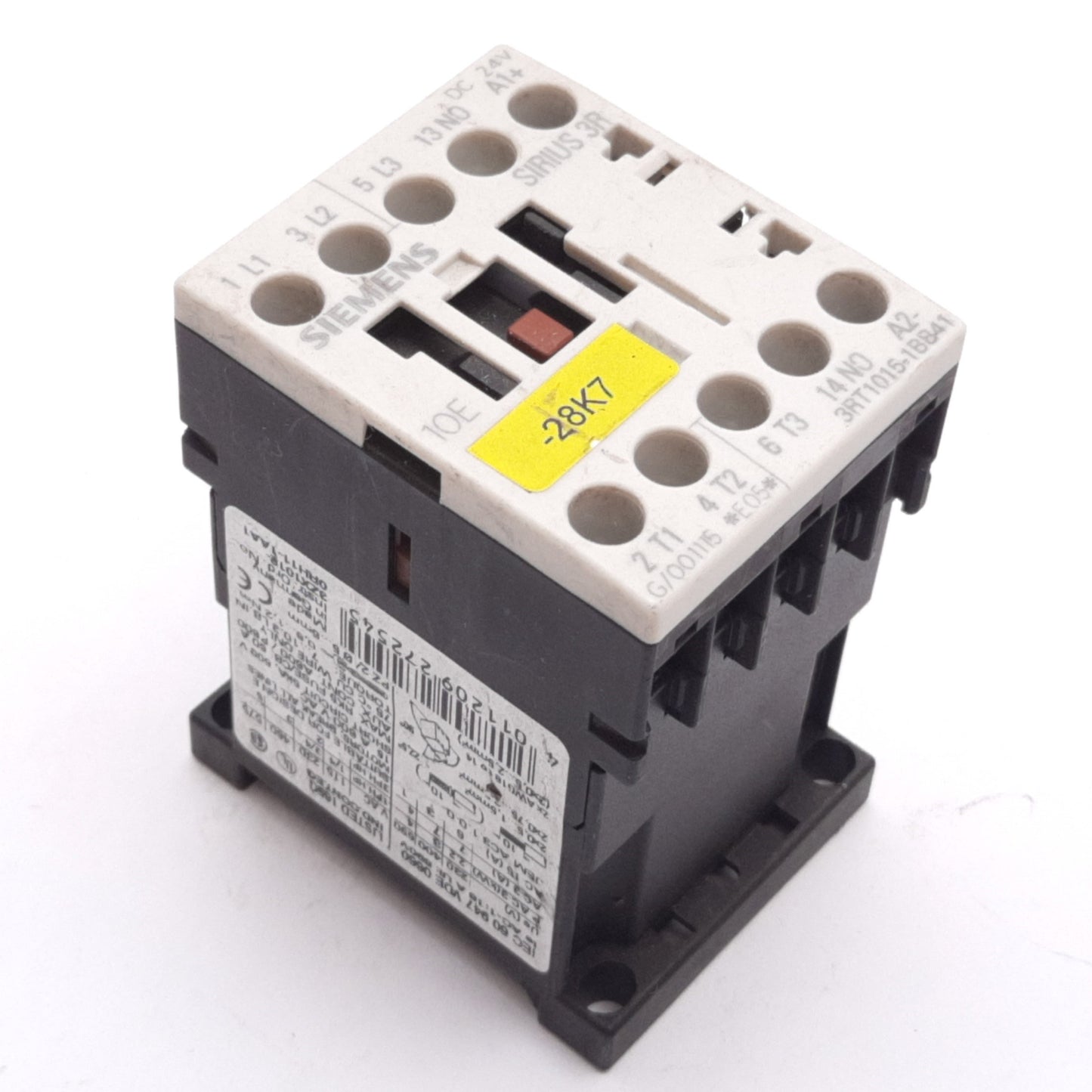 Used Siemens 3RT1015-1BB41 Contactor, 3-Pole W/ N/O Auxiliary, Coil 24VDC, 16A 600VAC
