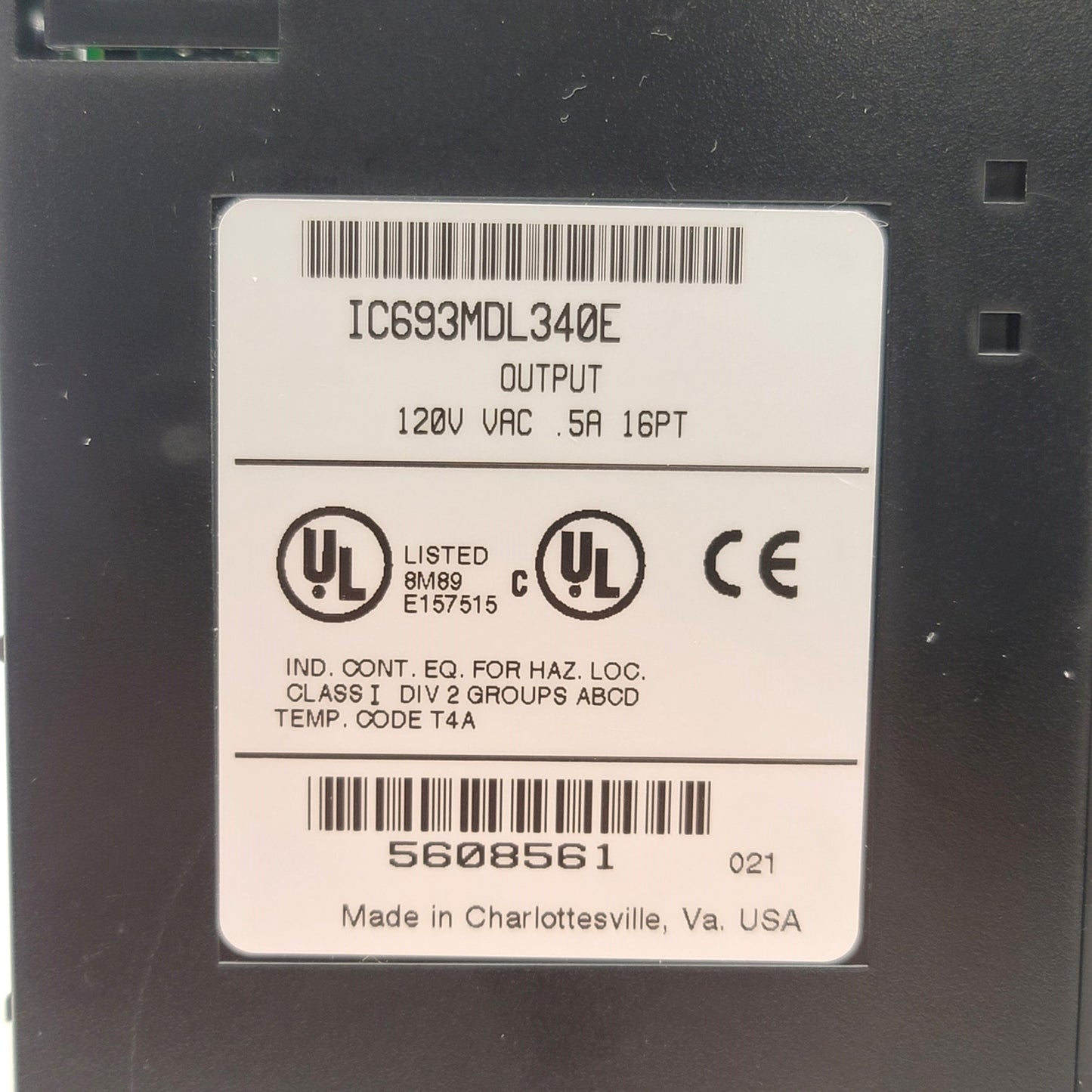 Used GE Fanuc IC693MDL340E PLC Output Module 120VAC 0.5A, 16-Point, Series 90-30