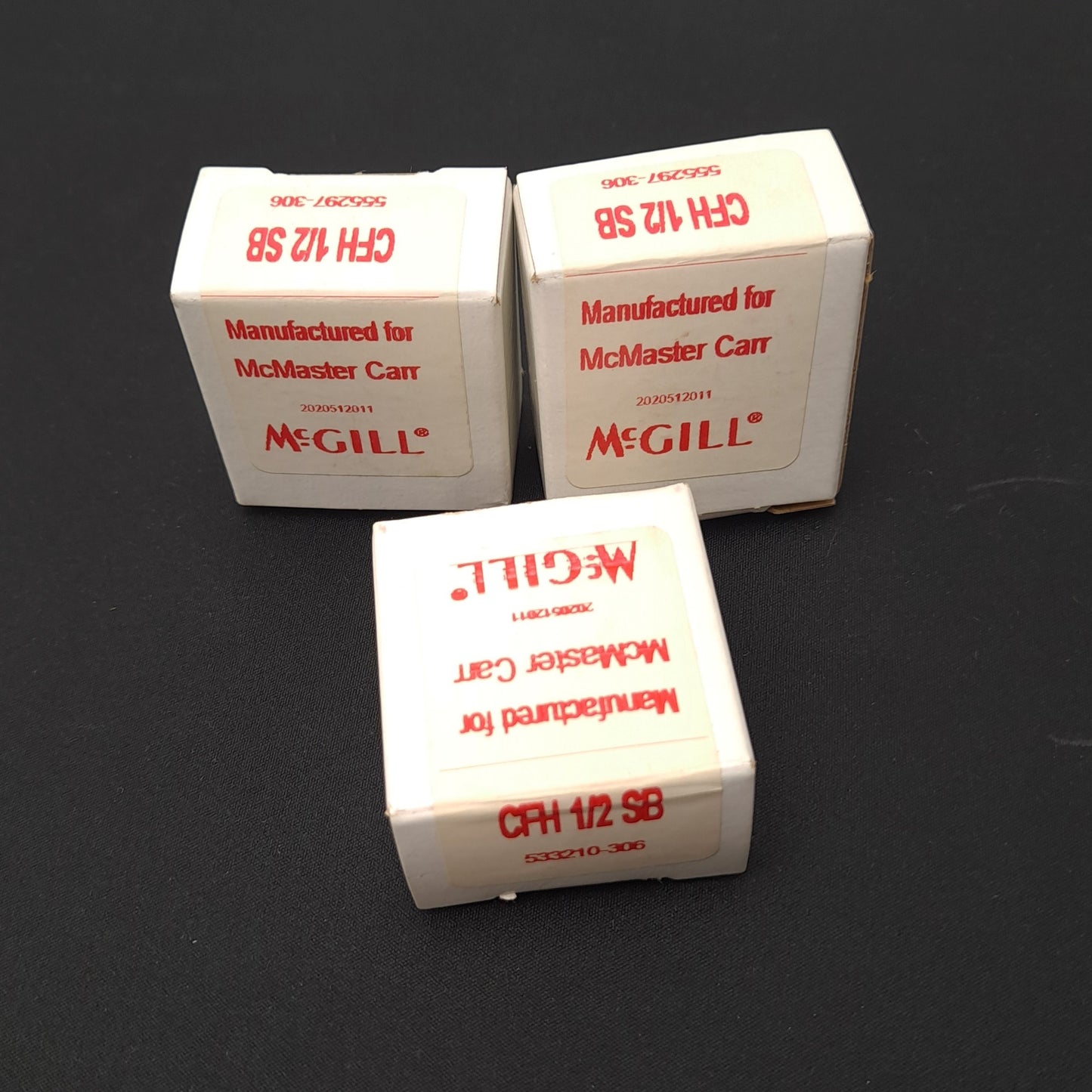 New Lot of 3 McGill CFH 1/2 SB Cam Follower, Roller DIA. 1/2", Thread 1/4"-28