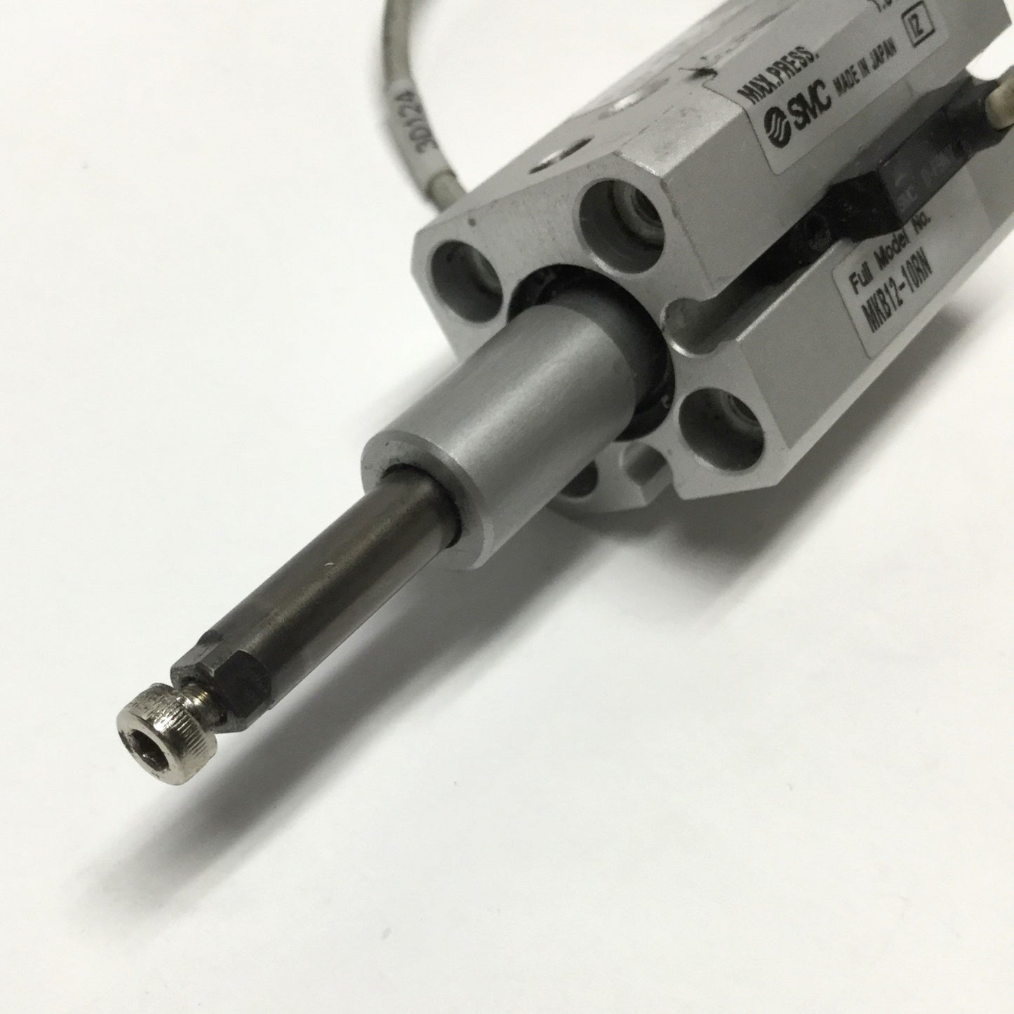 Used SMC MKB12-10RN-F9NVL Rotary Clamp Cylinder 12mm Bore, 10mm Stroke, 90° Clockwise