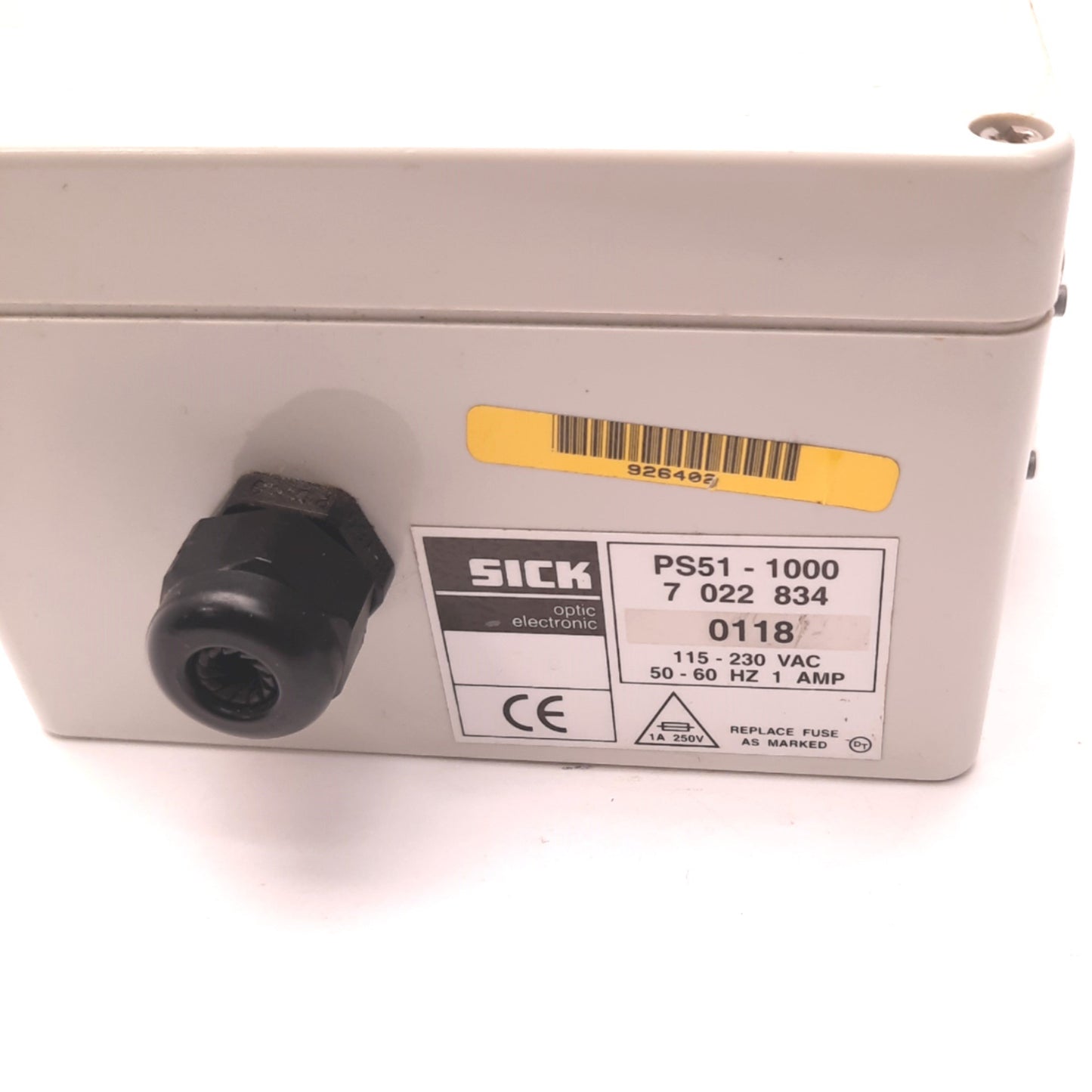 Used SICK PS51-1000 Power Supply for Barcode System, 115 - 230v AC, 50/60 HZ, 1 Amp