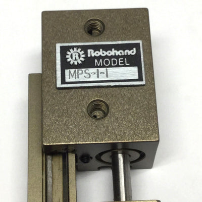 Used Robohand MPS-1-1 Mini Roller Bearing Dual-V Rail Air Slide Thruster, 0.5" Stroke