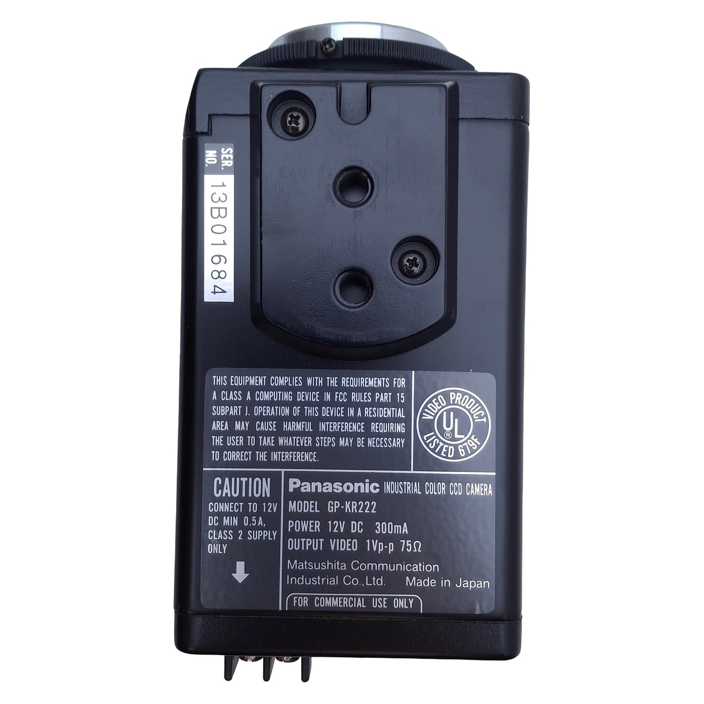 Used Panasonic GP-KR222 Industrial Digital 1/2" CCD Color Camera 12VDC, 768x494