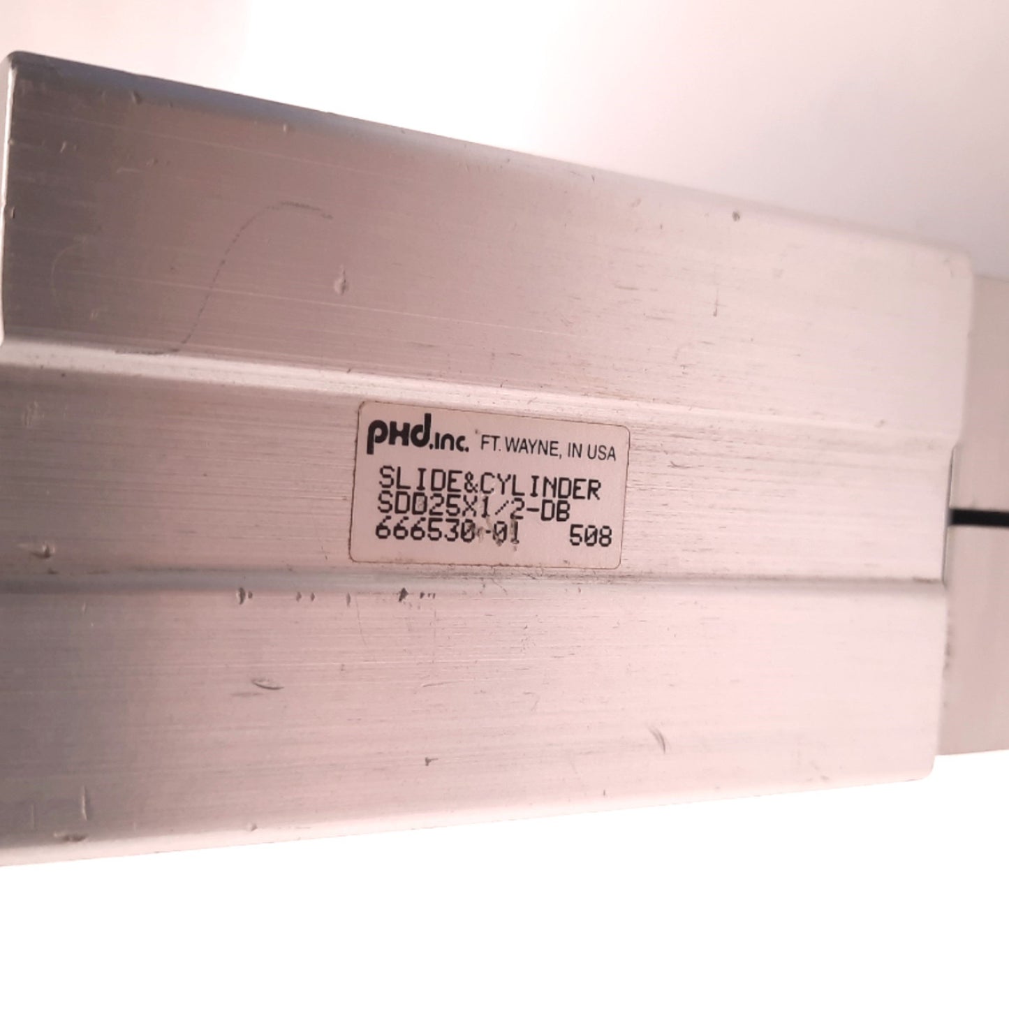 Used PHD INC. SDD25X1/2-DB 666530-01 Pneumatic Cylinder and Slide, 1.375" Bore