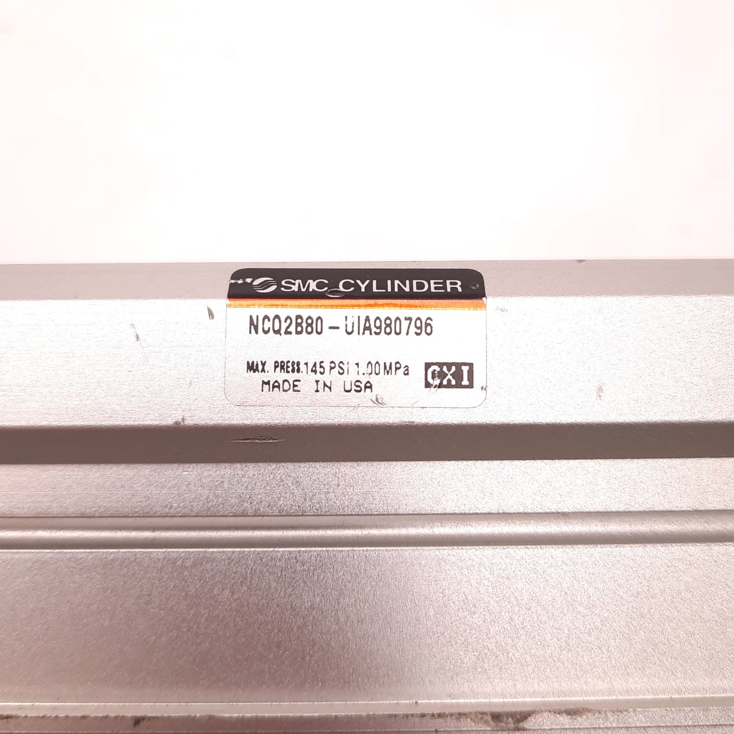 Used SMC NCQ2B80-UIA980796 Compact Pneumatic Cylinder, 20mm Stroke, 80mm Bore,1/8"NPT