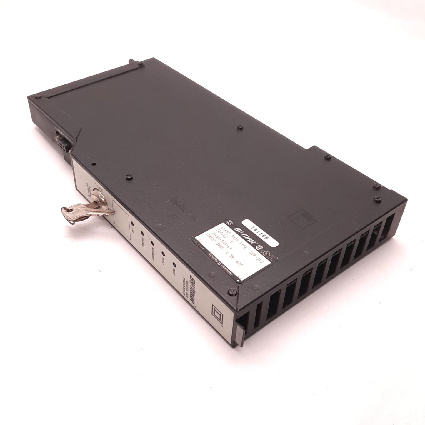 Used Square D Symax Class 8020-SCP-312 PLC CPU Processor Module, 5v DC, 1.5A, 60C
