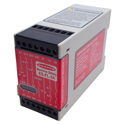 Used Banner ES-FL-2A Safety Relay Module Interlock E-Stop 24VAC/DC 3N/O 1N/C
