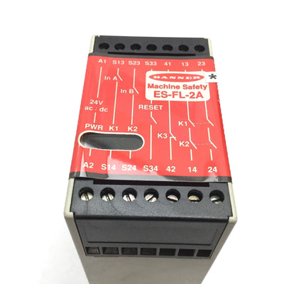 Used Banner ES-FL-2A Safety Relay Module Interlock E-Stop 24VAC/DC 3N/O 1N/C