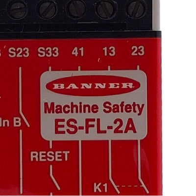 Used Banner ES-FL-2A Safety Relay Module Interlock E-Stop 24VAC/DC 3N/O 1N/C