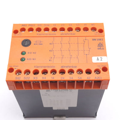 Used E Dold VDE 0113 BN-5983.53 Emergency Stop Safety Relay, 3N/O 1N/C, Coil: 24VDC