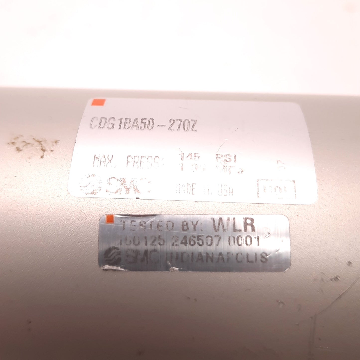 Used SMC CDG1BA50-270Z Round Body Pneumatic Cylinder, 50mm Bore, 270mm Stroke, 1/8NPT