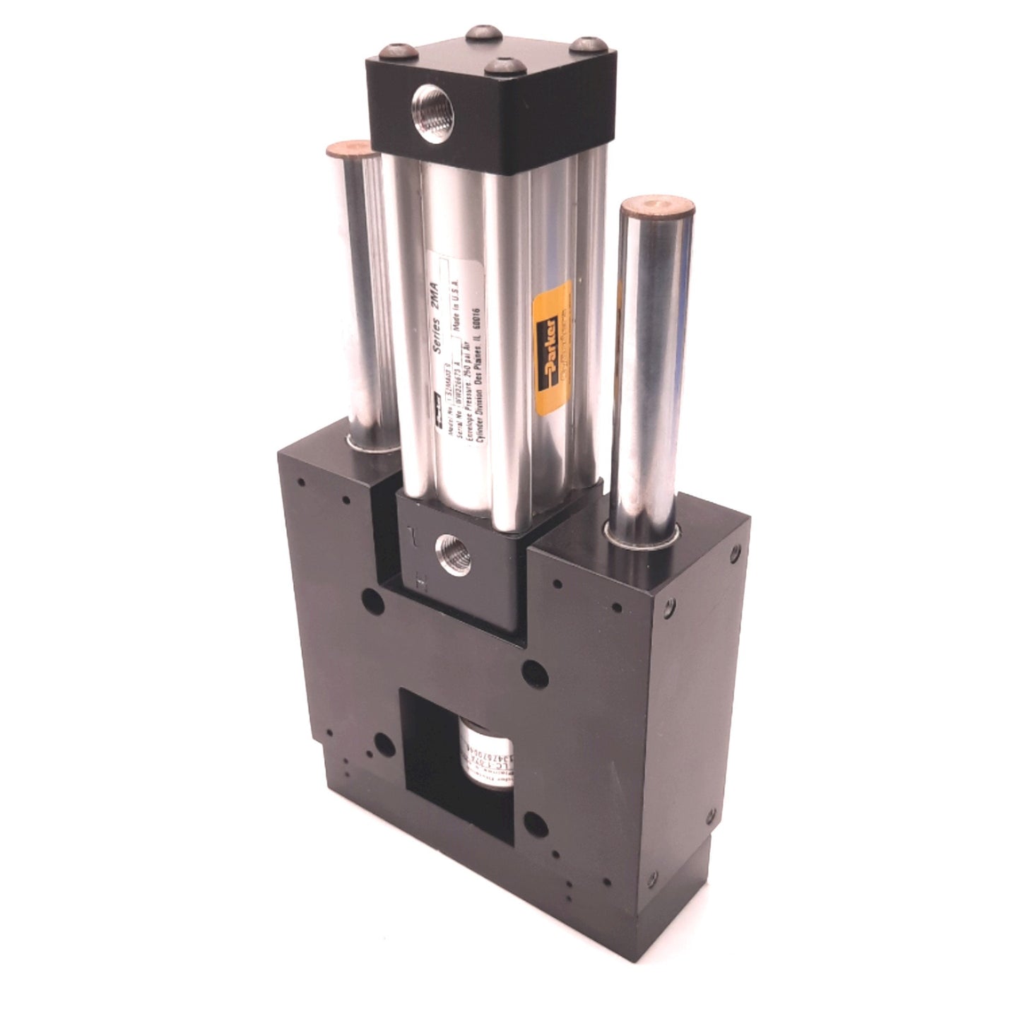 Used Parker 1.52MA03.0 Pneumatic Cylinder with Slide, 1/8NPT, 1.52" Bore, 3" Stroke