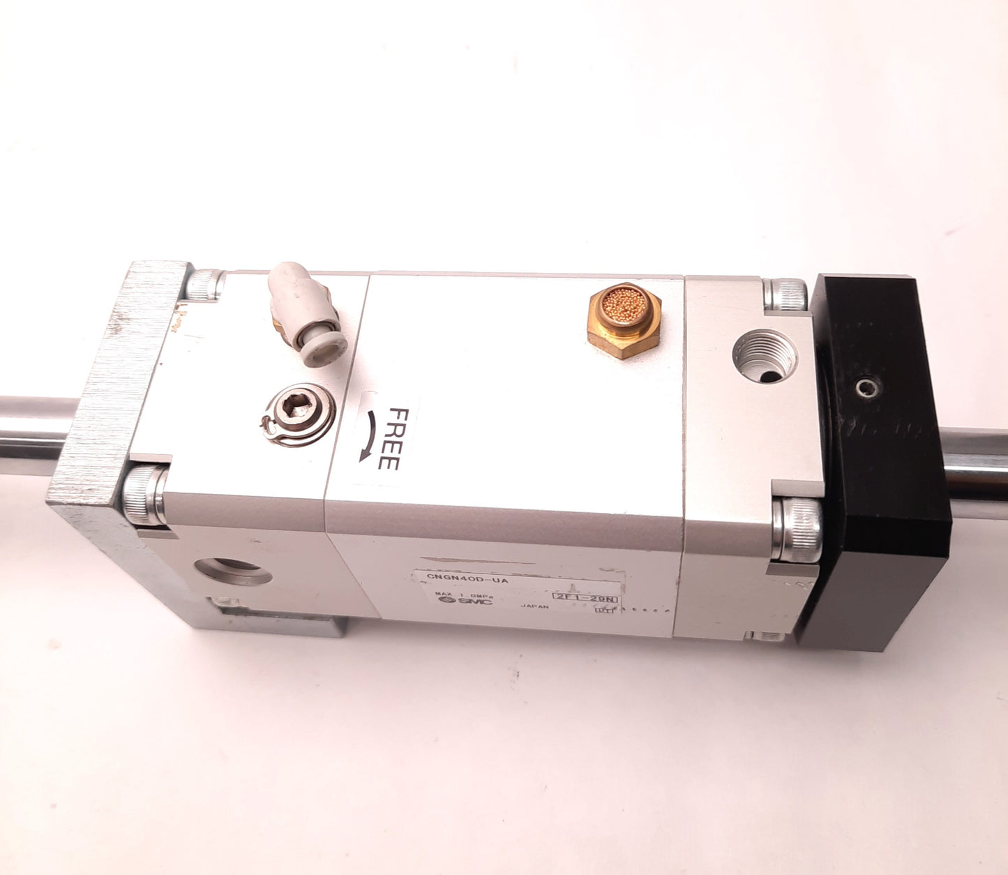 Used SMC CNGN40D-UA Lock Unit, 40mm Bore, 1/8 NPT, Both Direction Locking, No-Lube