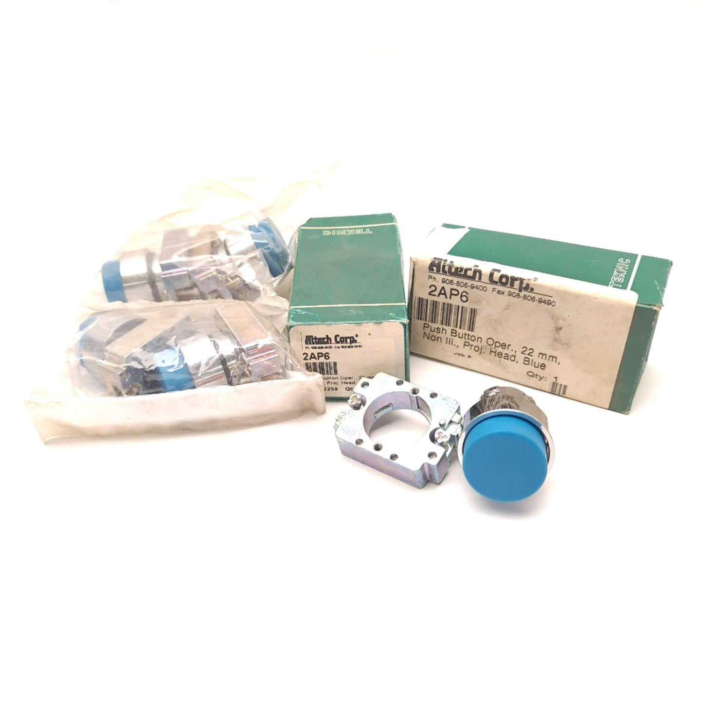 New Lot of 8 Altech Corp 2AP6 Blue Push Button With 22mm Bracket Mount