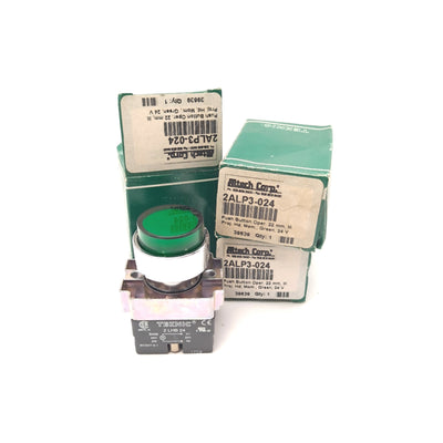 New Lot of 3 Altech Corp 2ALP3-024 Green Push Button Switch 24 VAC 22mm Illuminated