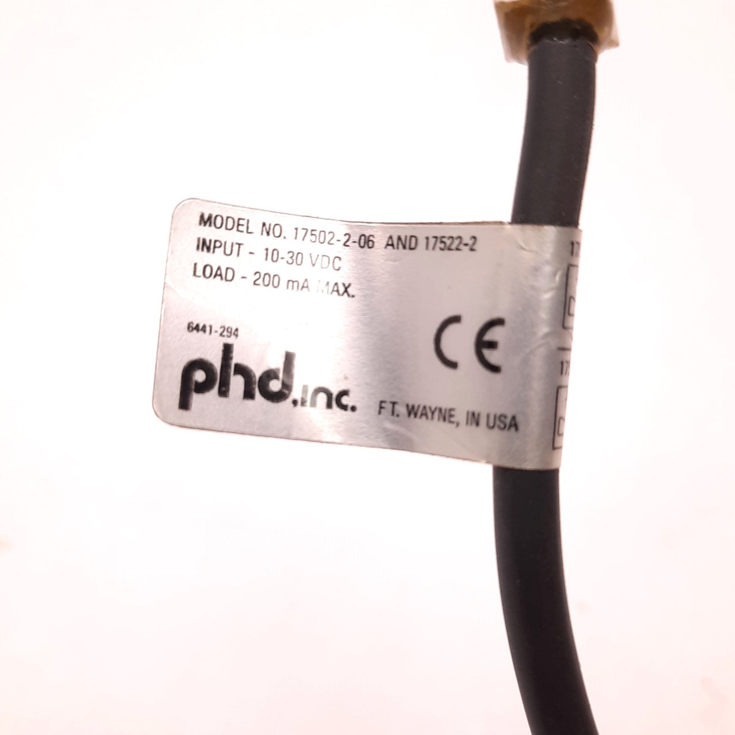 Used PHD 17502-2-06 & 17522-2 Solid State Proximity Switch, NPN or PNP, 10v - 30v DC