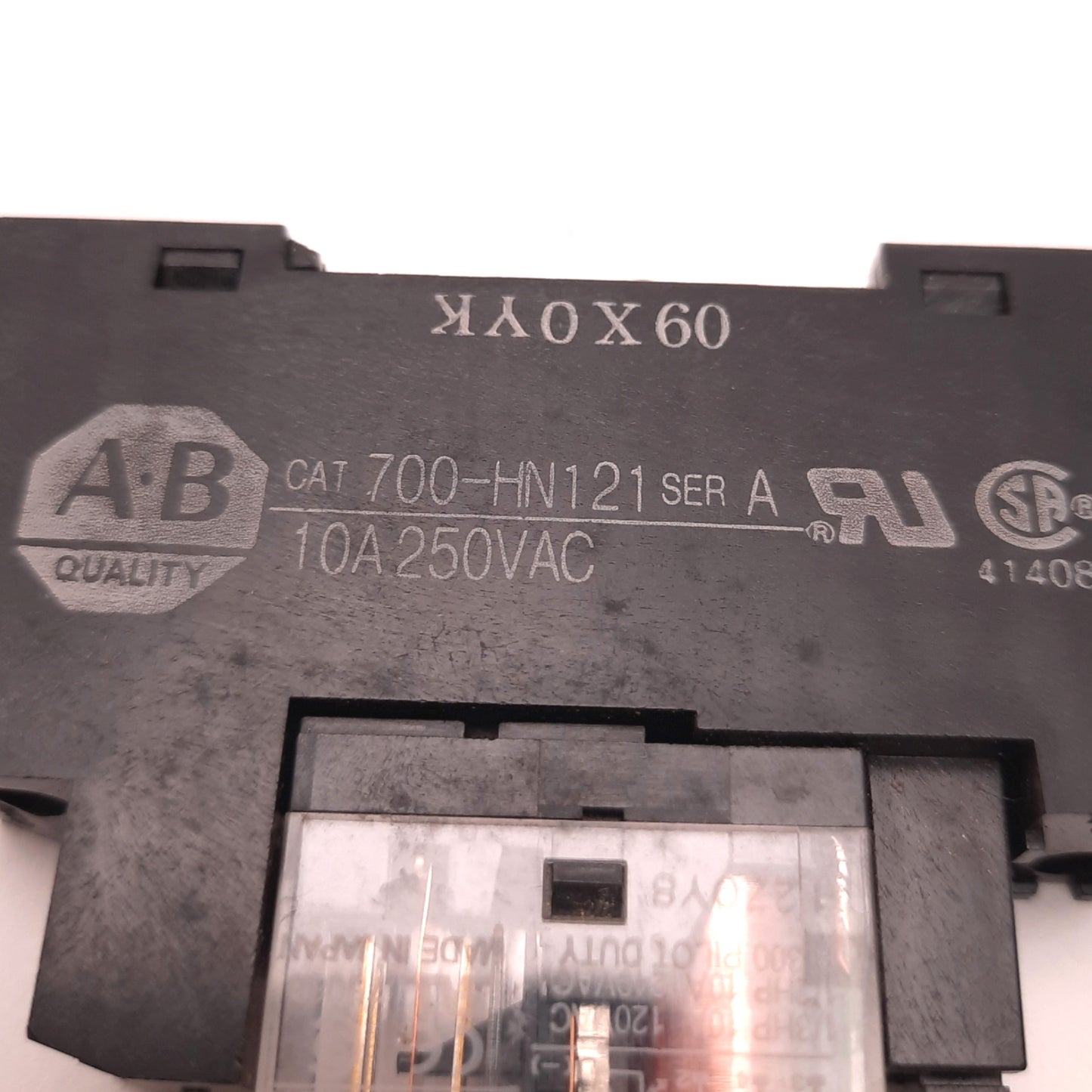 Used Allen-Bradley 700-HN121 Ser A Relay Socket with 700-HK36Z24-4 Relay, 10 A,250VAC