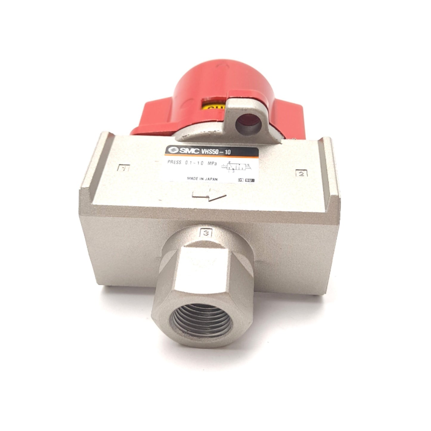 New SMC VHS50-10 Lock Out Hand Valve 3 Port 145 PSI In/Out 1" Exhaust 1/2" NPT