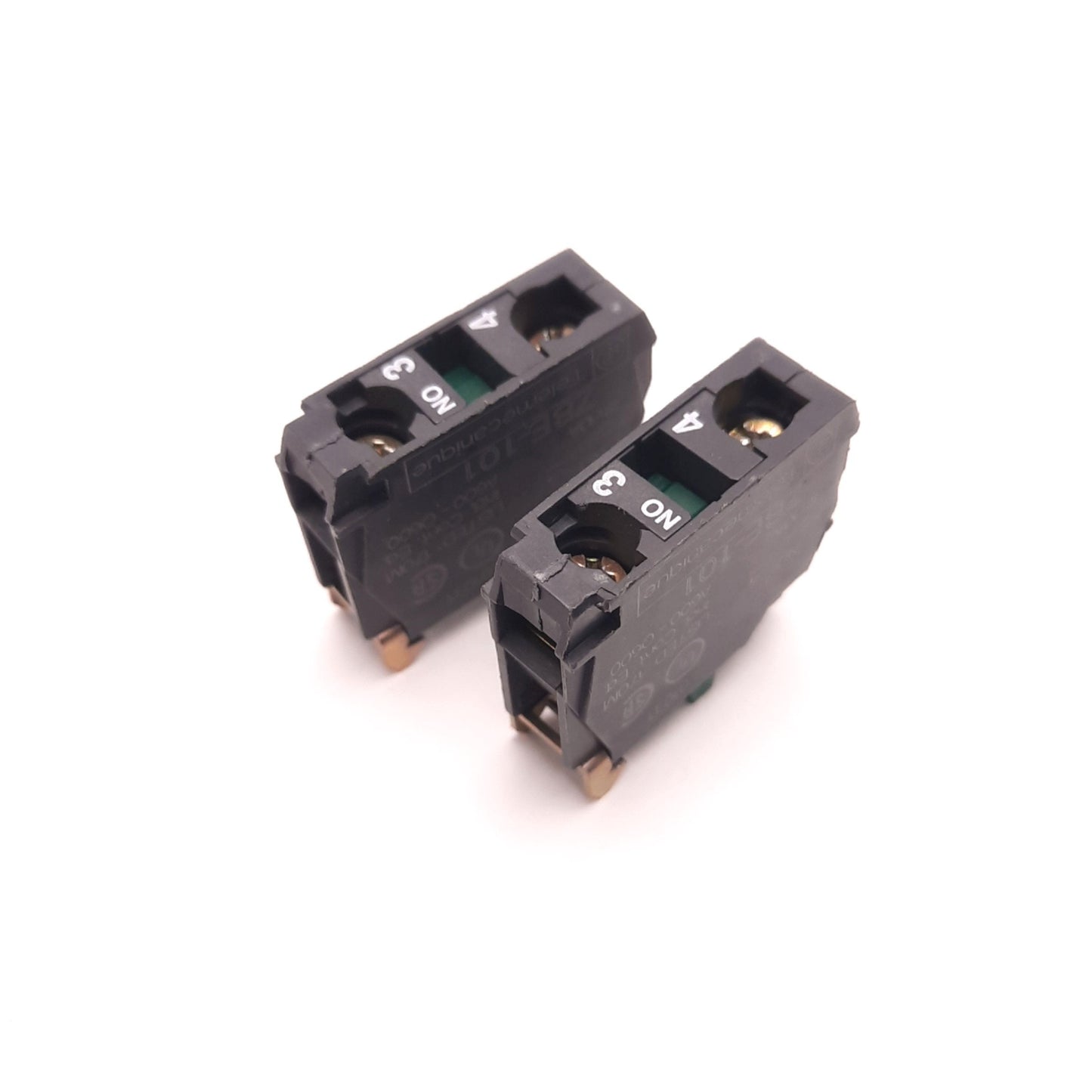 Used Lot of 2 Telemecanique ZBE-101 Contact Block, Single Pole, 6A, 600v AC/DC