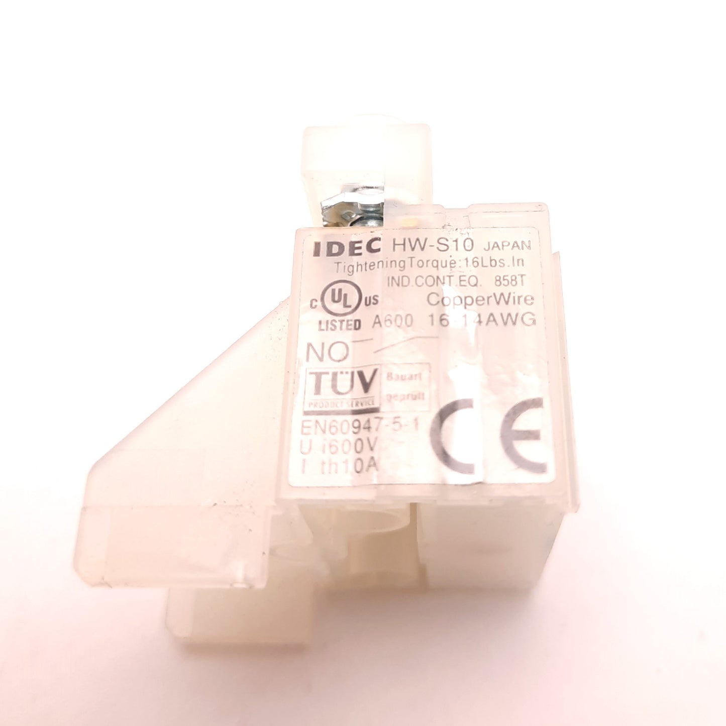 Used Lot of 4 IDEC HW-S10 Contact Block Base, 600 Volts, 10 Amps, 16 - 14 AWG
