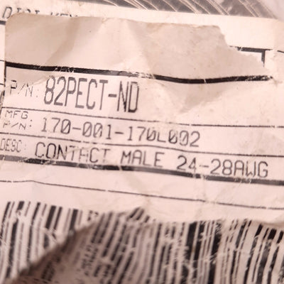 New – Open box Lot of 400 Digi-Key 170-001-170L002 D-Sub Male Contact Pin, Gold, 24-28AWG