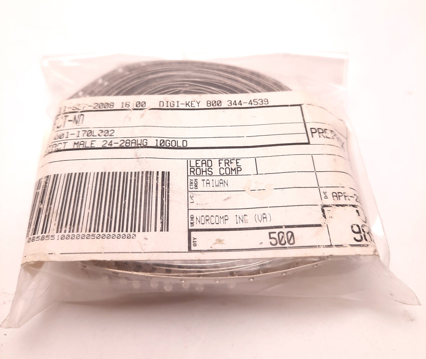 New – Open box Lot of 400 Digi-Key 170-001-170L002 D-Sub Male Contact Pin, Gold, 24-28AWG