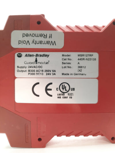 Used Allen-Bradley 440R-N23135 MSR127RP Ser A Safety Relay 2x NC Input 3-Pole Aux 24V