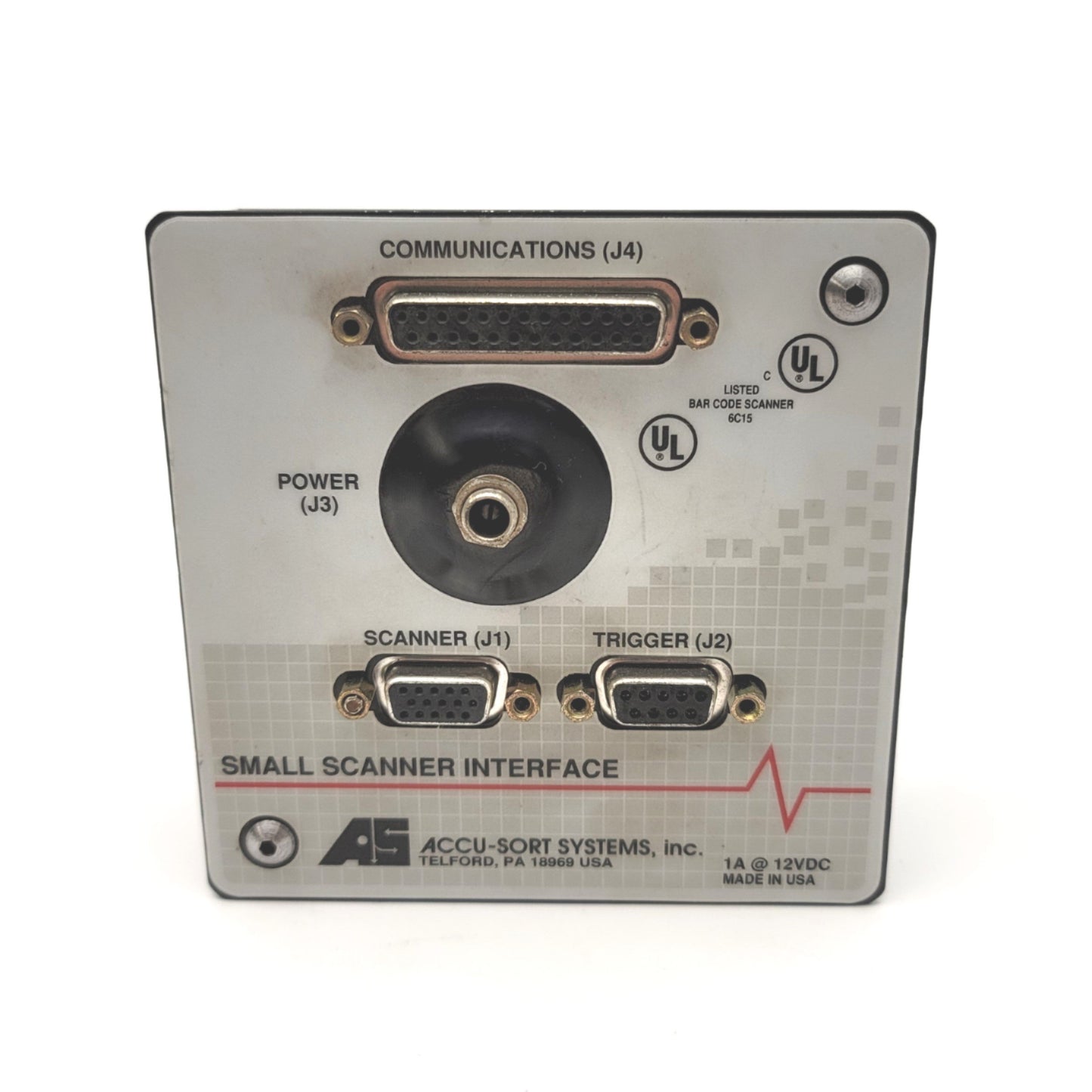 Used ACCU-SORT 1000017363 Rev 2B M25-A Small Scanner Interface Module 12VDC 1A