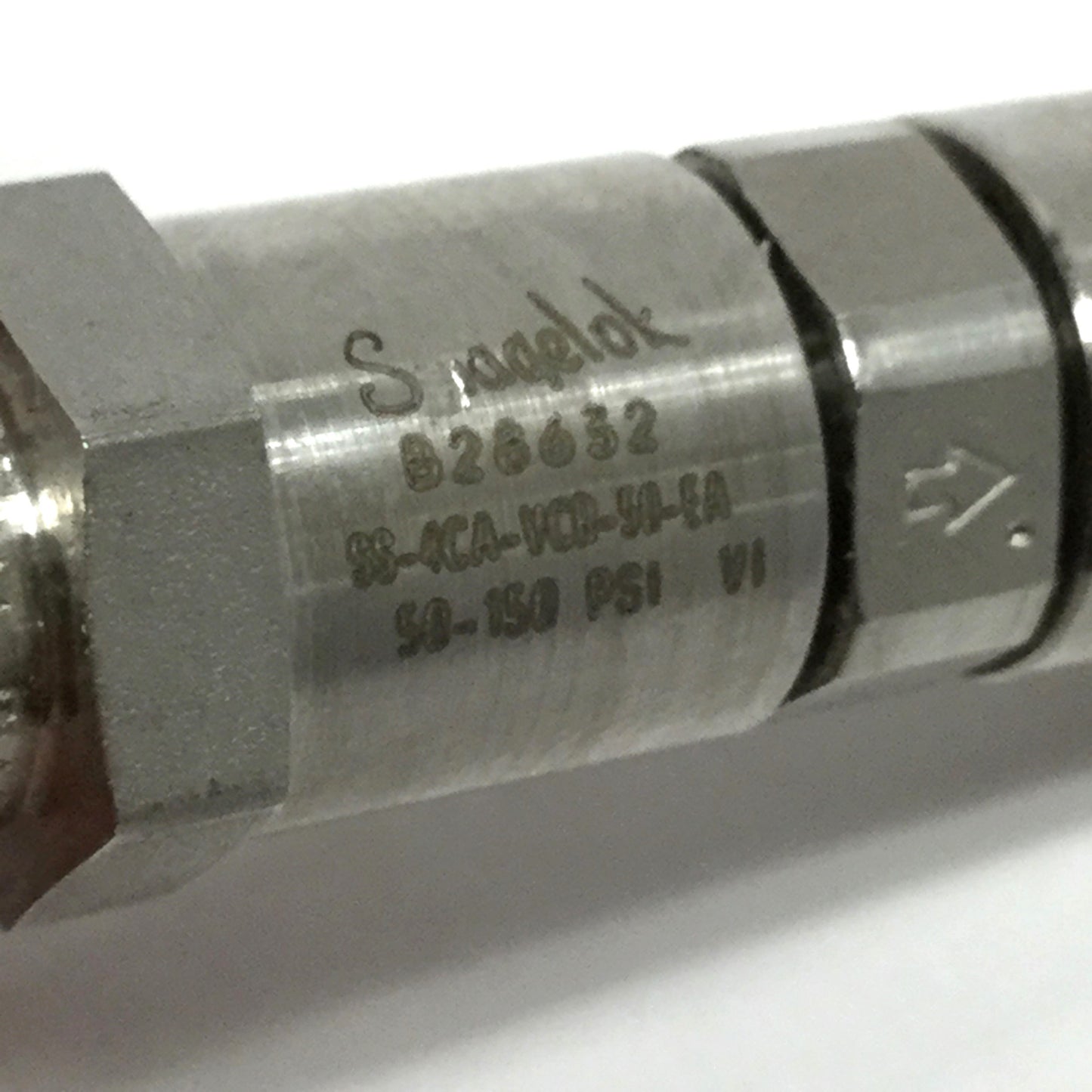 Used Swagelok SS-4CA-VCR-50 Poppet Check Valve 1/4" VCR, 50-150psi Crack Pressure