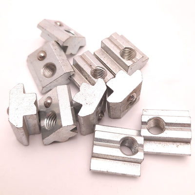 Used Lot of 10 M8 Self Aligning Slide in T-Nut with Ball Spring, 15 and 40 Series