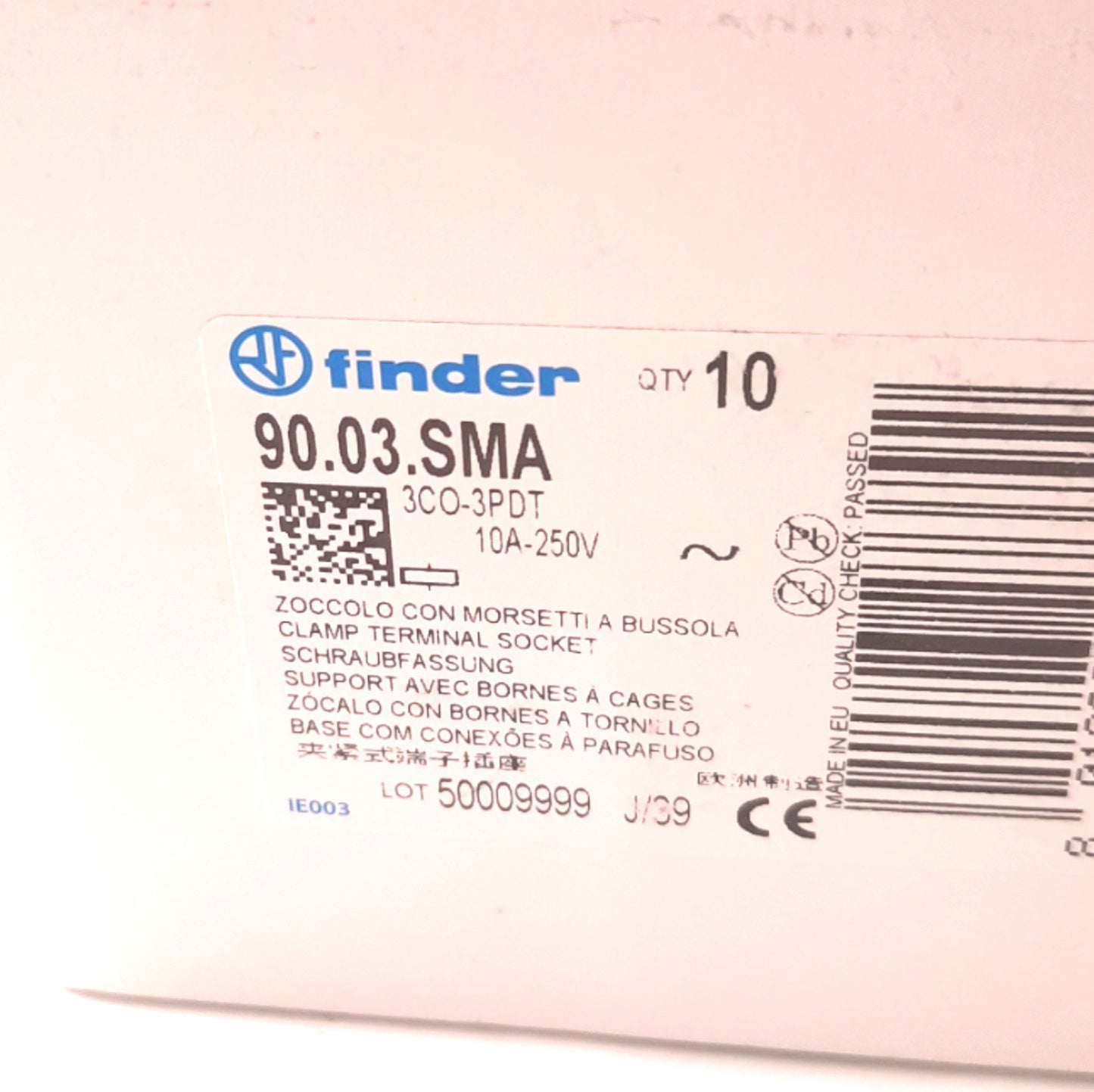 New – Open box Lot of 14 Finder 90.03.SMA Relay Socket 11 Pin 250 VAC 10 A DIN Rail Mount