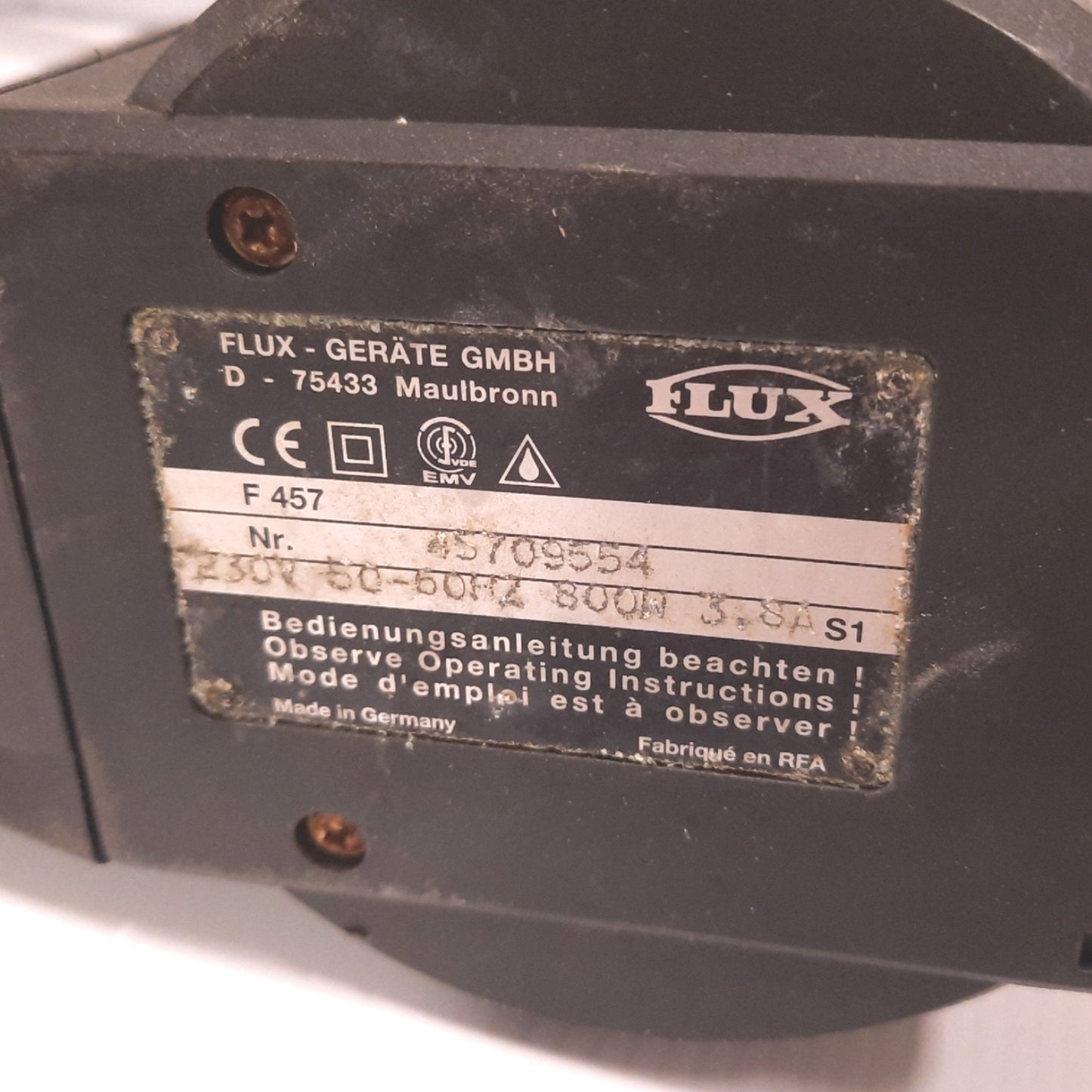 Used Flux F430 PP-50/43Z Drum Pump, Outer Dia: 2", Immersion: 27", With F457 Motor