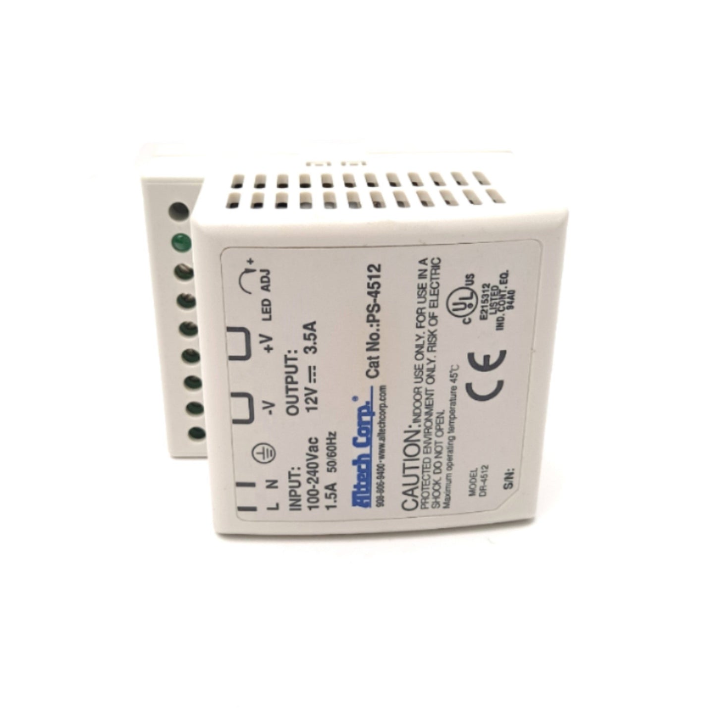 New Altech Corp PS-4512 Power Supply 85-264 VAC 12 VDC 42 W 3.5 A DIN Rail