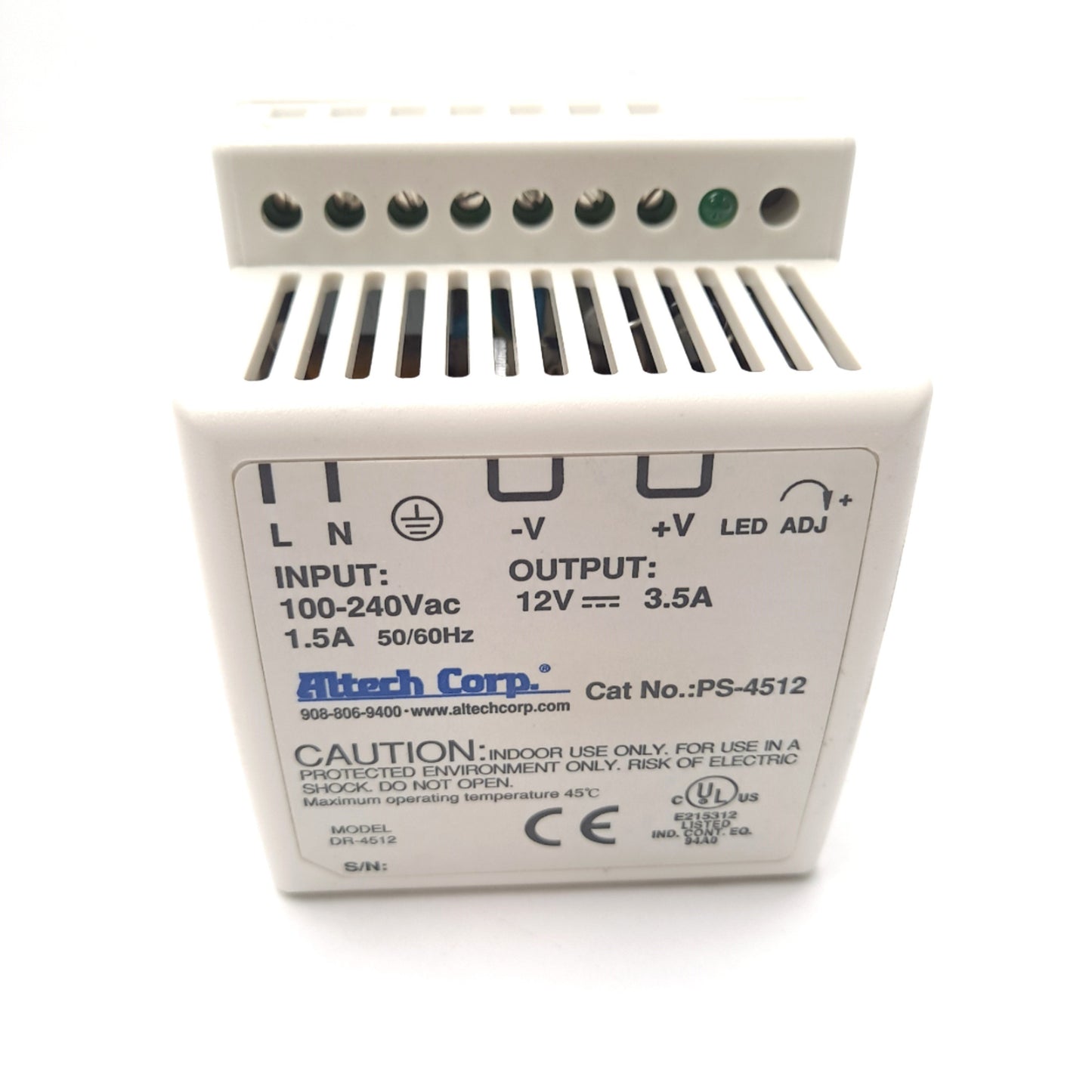 New Altech Corp PS-4512 Power Supply 85-264 VAC 12 VDC 42 W 3.5 A DIN Rail