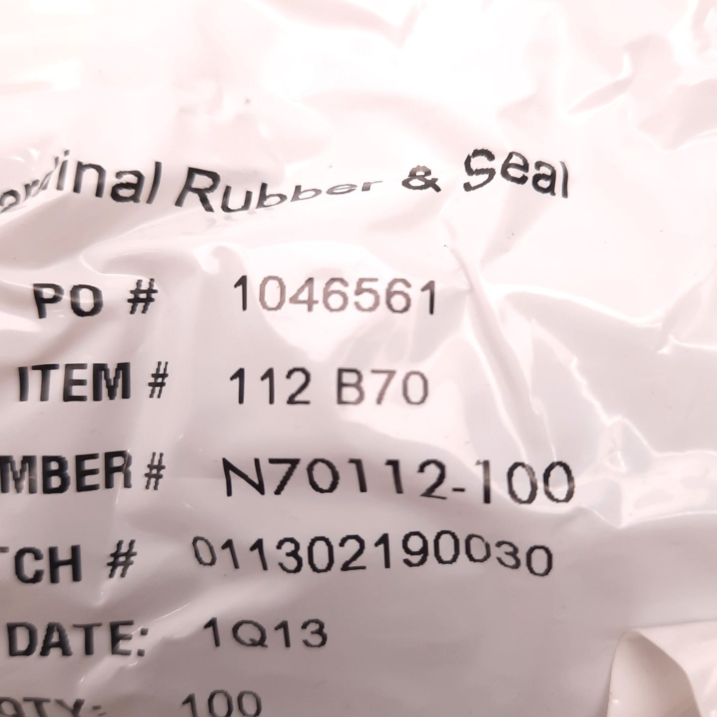 New Lot of 1450 Cardinal N70112 Industrial Service O-Ring, 70 Durometer, 1/2" Size