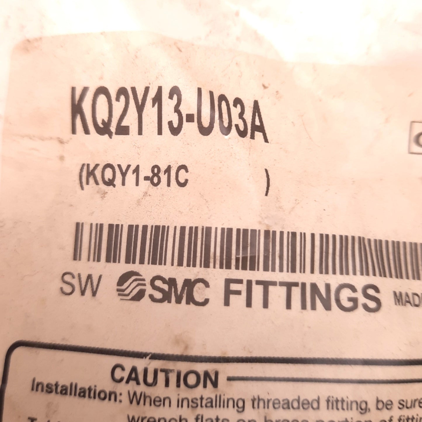 Used Lot of 6 SMC KQ2Y13-U03A Male Run Tee Fitting, 1/2" P2C to Uni3/8", 1MPa Max