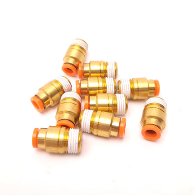 New Lot of 10 SMC KQ2S05-34AS Hex Head Male Connector Fitting, 3/16" Tube, 1/8" NPT