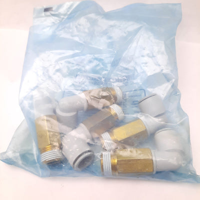 New Lot of 5 SMC KQ2W12-03AS Ext. Elbow Male Push to Connect Fitting, 3/8 to 12mm