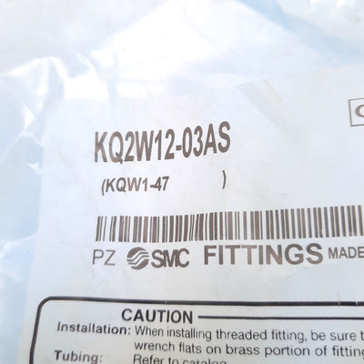 New Lot of 5 SMC KQ2W12-03AS Ext. Elbow Male Push to Connect Fitting, 3/8 to 12mm