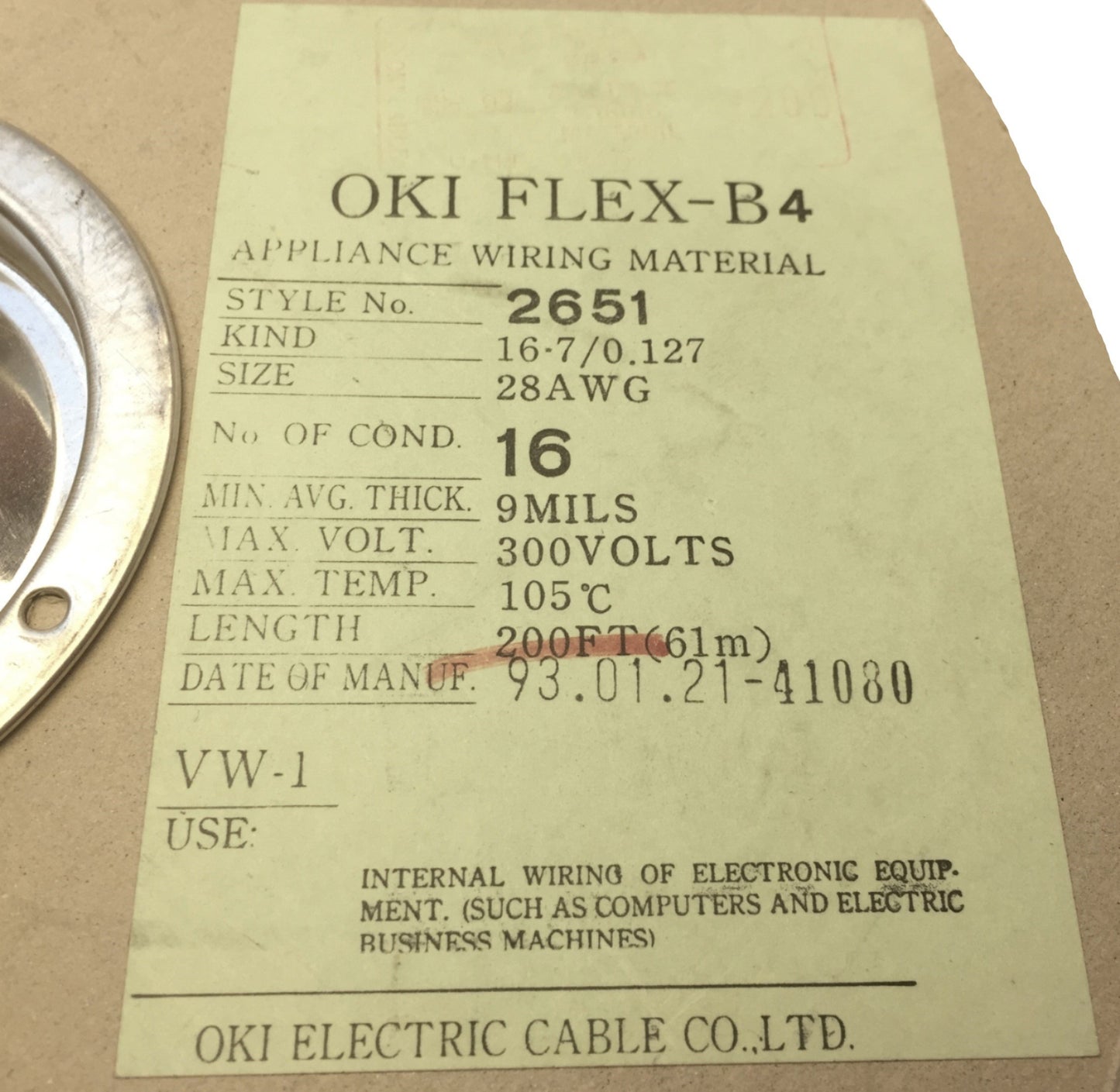 New – Open box OKI Electric 2651 Flat Ribbon Cable 16-Conductor Multi-Colored 300V 28AWG ~75 FT