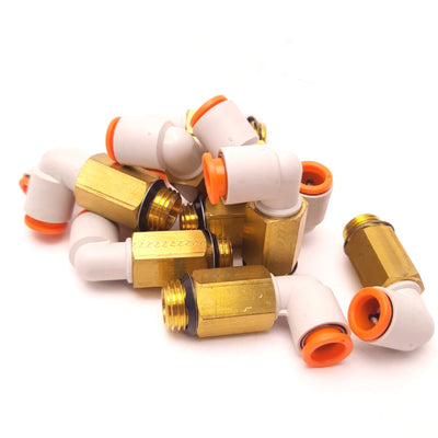 New – Open box Lot of 10 SMC KQ2W09-U02A Male Push to Connect Elbow Fitting, 5/16 P2C, Uni 1/4