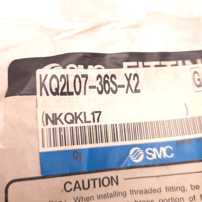 New Lot of 9 SMC KQ2L07-36S-X2 Male Elbow Connector Fitting, 1/4" One Touch, 3/8"NPT